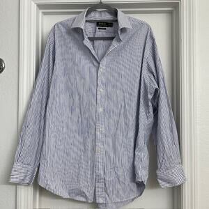 Polo Ralph Lauren Classic Fit Men's Button Up Blue Stripe Casual Preppy Sz 34/35